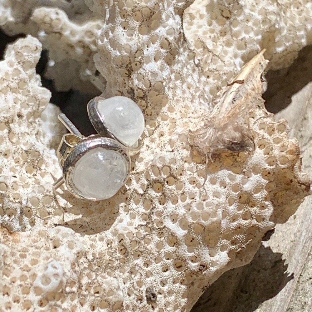 Sterling Silver Post Moonstone Earrings NWOT